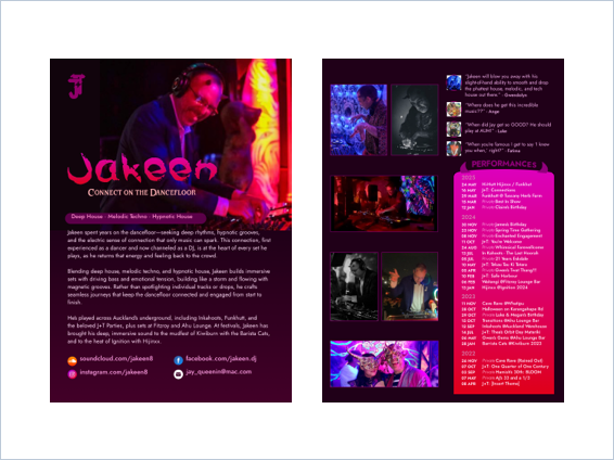 DJ Presskit design for Jakeen